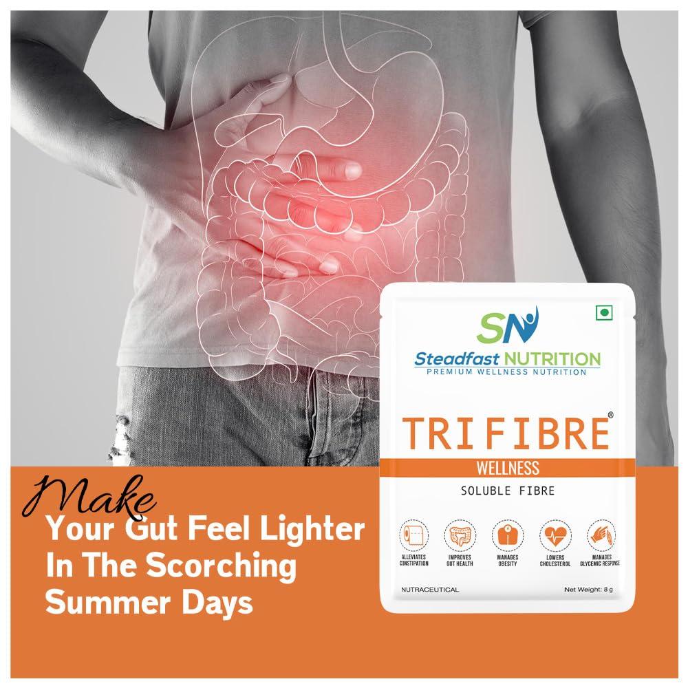 Steadfast Nutrition Steadfast Nutrition Tri Fibre | Clear Soluble Fiber Supplement for Healthy Gut & constipation relief | Gluten Free | Prebiotics | Unflavoured | 240g (Pack of 30 Sachets)