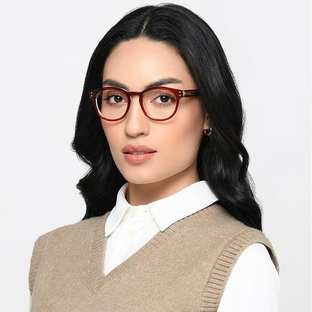 Lenskart Studio Lenskart Studio | Harry Potter | Red Full Rim Round Zero Power Bluecut & Antiglare Computer Eyeglasses For Eye Protection And Strain | Men & Women | Medium | LK E17104
