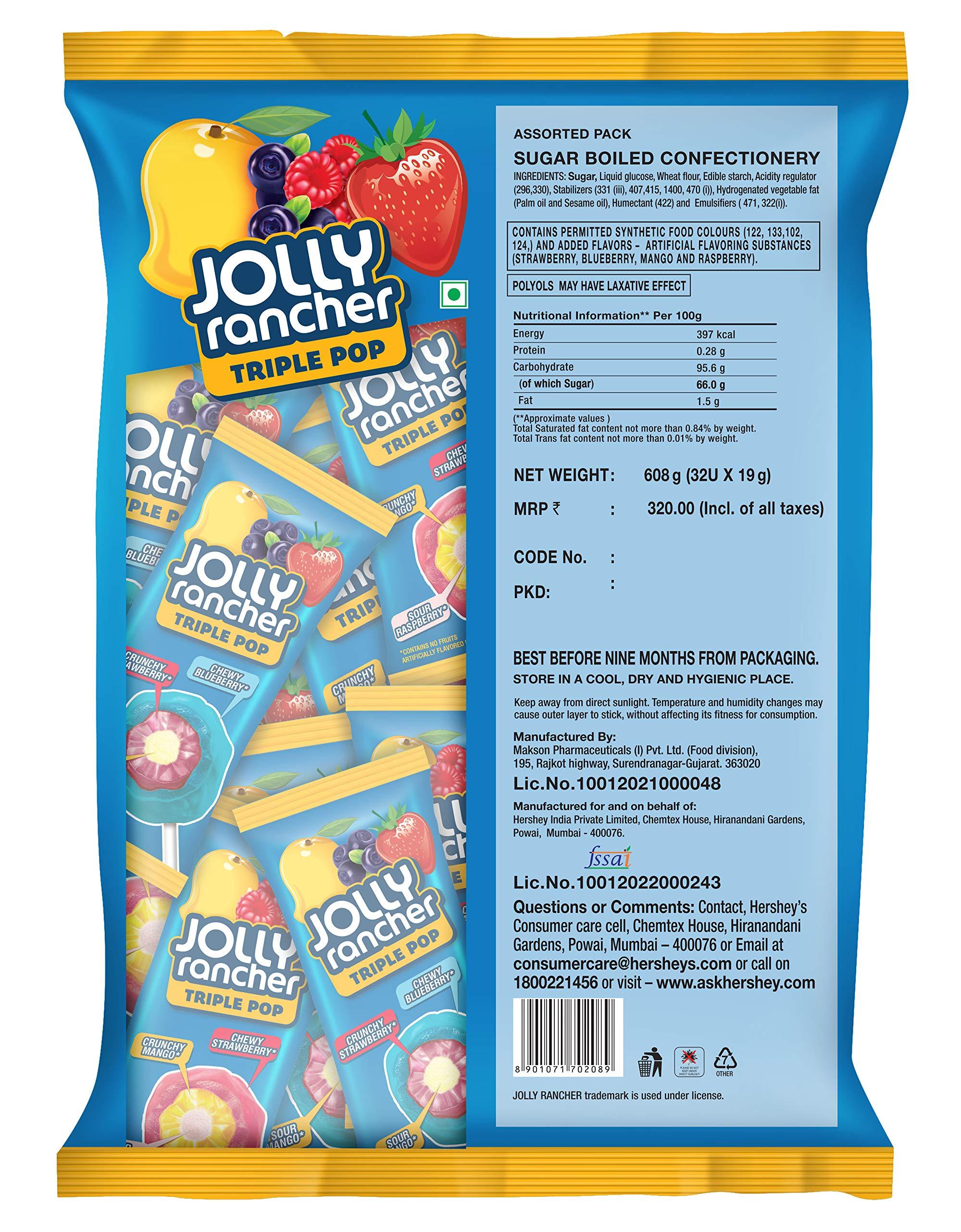 JOLLY RANCHER Jolly Rancher Triple Pop Assorted Pouch 608gm (Pack of 3)