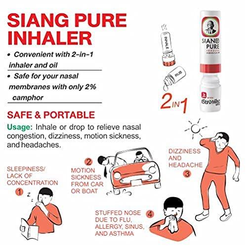 Siang Pure Oil Siang Pure Oil Siang Pure Nasal Inhaler for Relief of Vertigo Natural Herbal Net Vol 2 cc X 3 Bottles