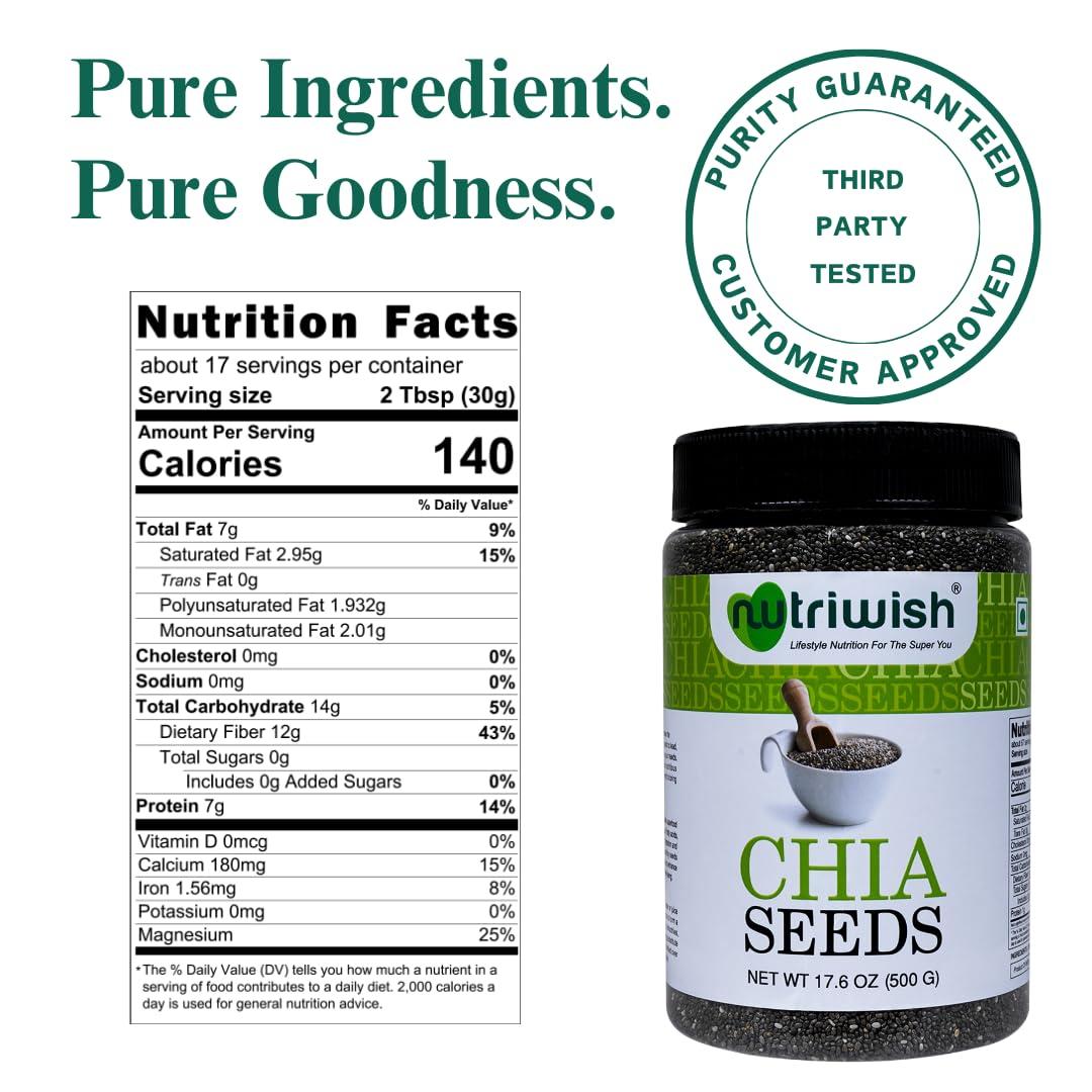 Nutriwish Nutriwish Premium Chia Seeds 500 gm | - Omega-3 and Fiber Rich Superfood