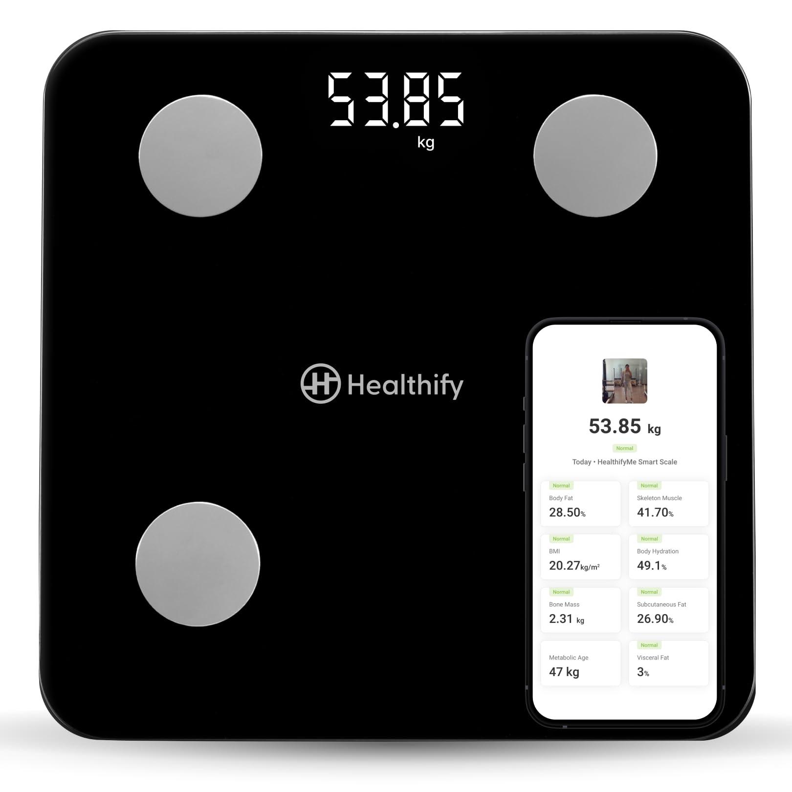 HealthifyMe HealthifyMe Smart Scale | Track 11+ Key Body Metrics | 1 Month HealthifySmart Plan | Data Driven Smart Weight Loss with HealthifyMe Smart Scale | Black
