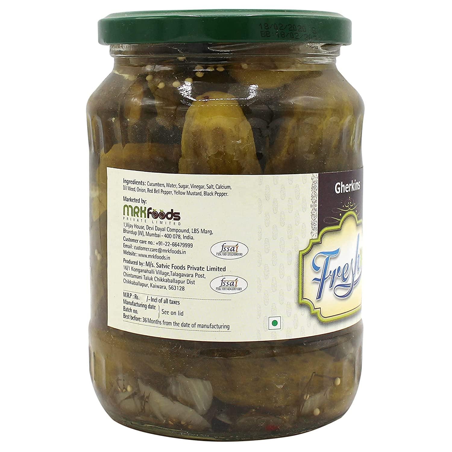 Freshos Freshos Gherkins, Green & White, Medium, Gharkins, 680 g