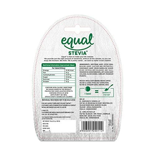 Equal Equal® Stevia Plant-Based Natural Sweetener | Sugar Free | 100 Tablets | Pack of 6