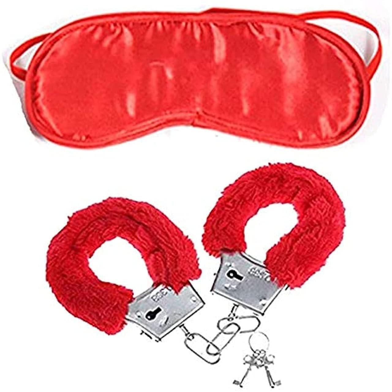 Generic Handcuff & Blindfold RED Set