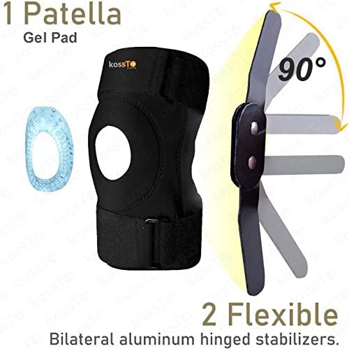 kossto kossto Hinged Knee Brace, Open Patella with Gel Pads & Dual Metal Side Stabilizers-Support for Running, ACL, Meniscus Tear, Arthritis Pain relief For Men and Women (Compatible Small,Medium,large,XL)