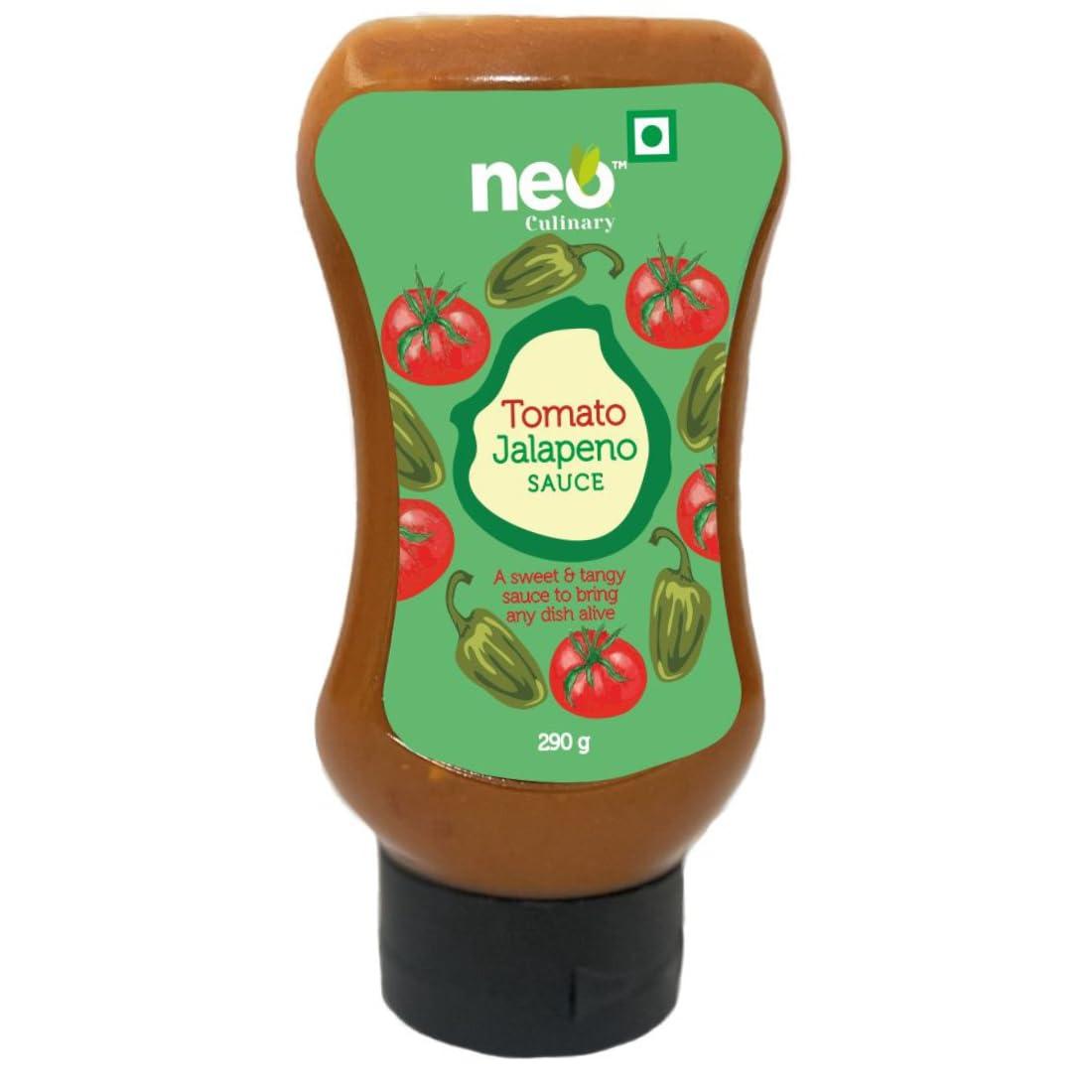 Neo Neo Tomato Jalapeno Sauce 290g I 100% Vegan I Gluten Free I Use as Dip Spread Marinade Sauce I Topping and Dip for Snacks, Spicy Sauce I Enjoy as Spread for Sandwich and Vada Pav I Pack of 1