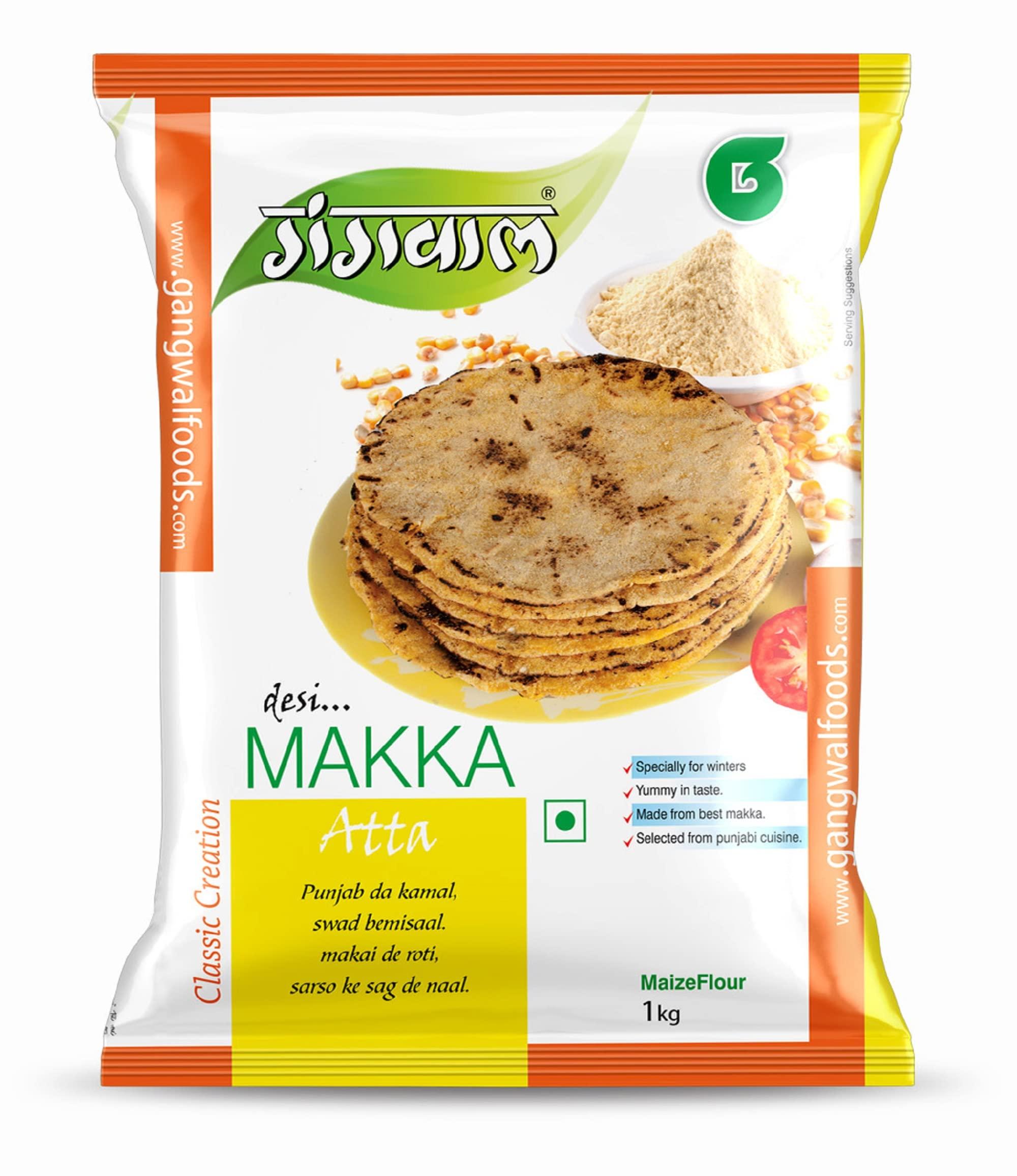 Gangwal Gangwal Makka Atta - 1kg (Pack of 2) Maize Flour | Makki Atta | Makke ka Atta 1kg Corn Flour