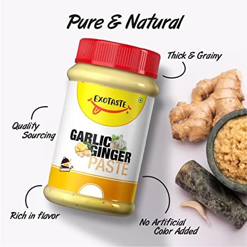 EXOTASTE EXOTASTE Garlic Ginger Mix Paste /Adrak Lahsun Paste For Cooking/Naturally Processed Fresh Garlic & Ginger Paste with No Added Preservatives (Garlic Ginger Mix Paste 400gm)