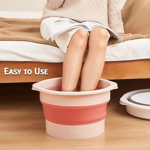 Clefairy Clefairy Foldable Footbath Pail Massage Soak Bucket Household Easy Storage Basin/Folding Foot Bath Spa Massage/Basin Foot Bucket/Large Foot Soaking Tub for Soaking Foot,Toe Nails, and Ankles,Pedicure