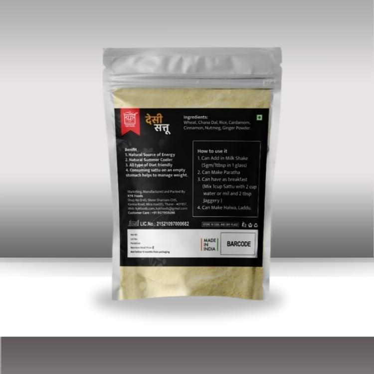 KYK KYK FOODS Natural Desi Sattu Rich in Protein Made with Chickpea Wheat & Rice Zero Artificial Flavor | No Preservatives Added (800 gm)