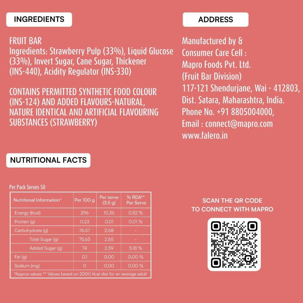 Falero Falero Fruit Chews, 175 gm, Potassium, Soluble Fibres, Vitamin C, 50 Fruit Chews(Pack of 2) (Strawberry & Jamun)