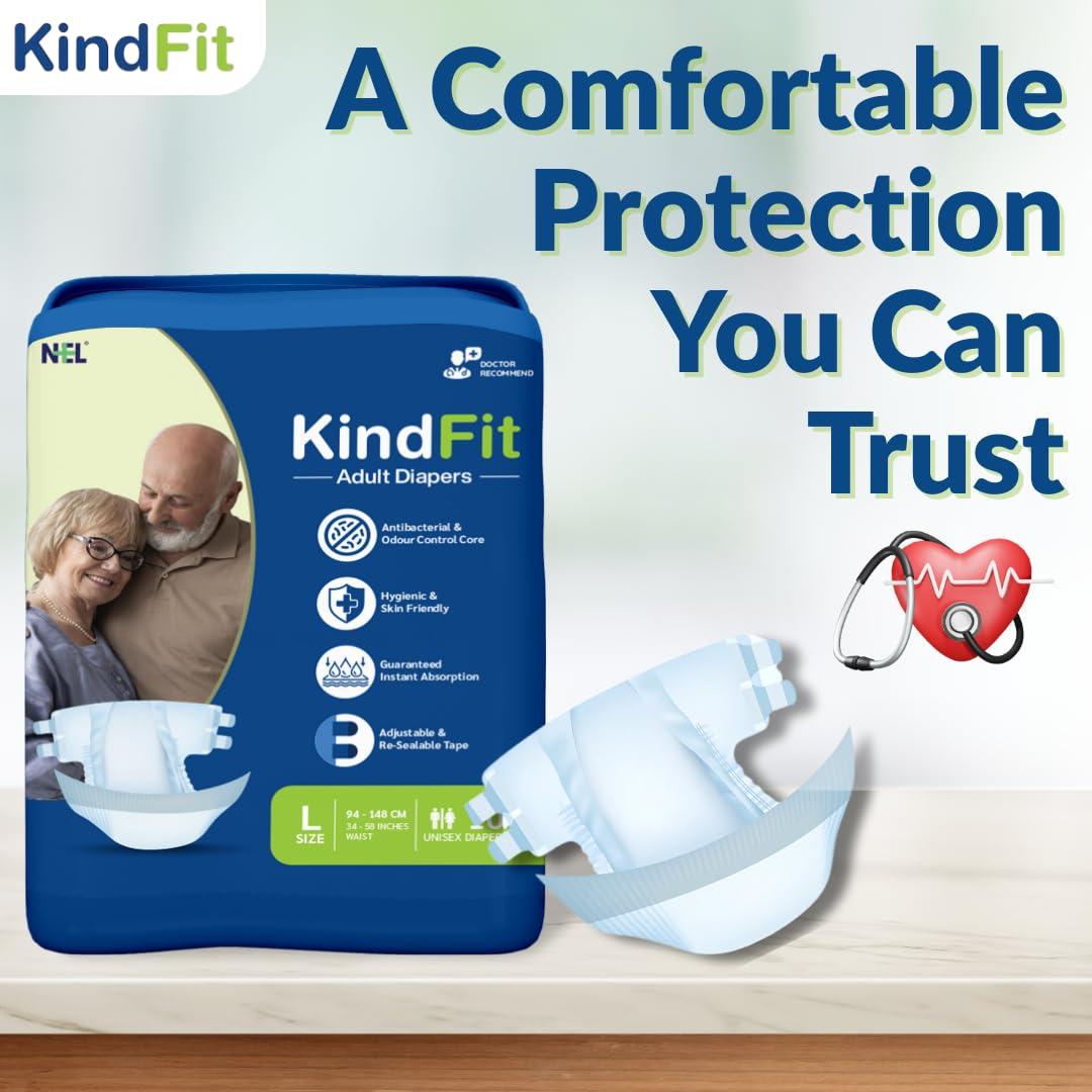 KINDFIT KINDFIT Open Tape Adult Diapers | Size : L - 20 Pieces | Pack of 2
