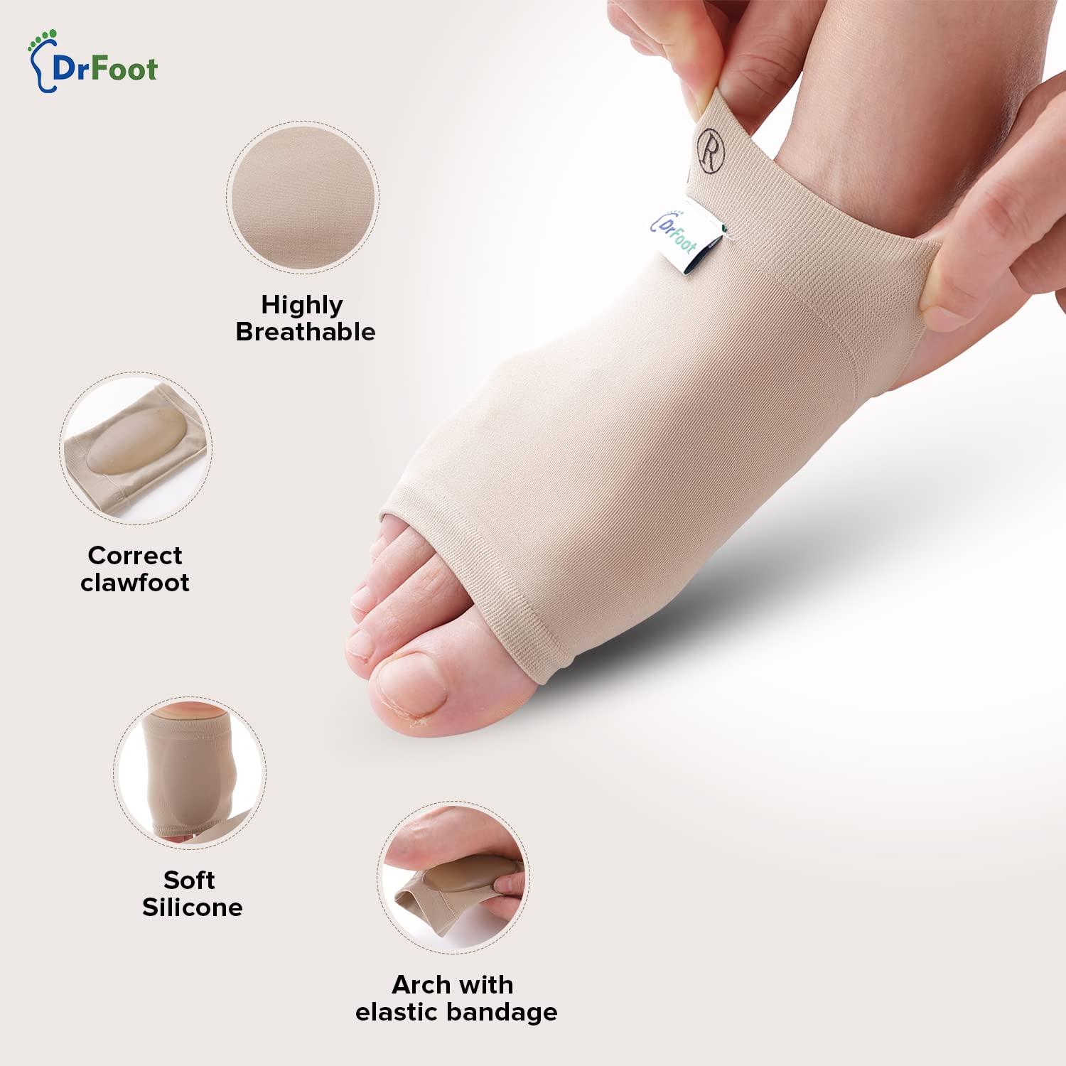 Dr Foot Dr Foot Arch Support Sleeve Cushion | For Plantar Fasciitis, Foot Pain, Muscle Relaxation, Fallen Arches | For Men & Women | Free Size With Beige Color -1 Pair (Pack of 3)