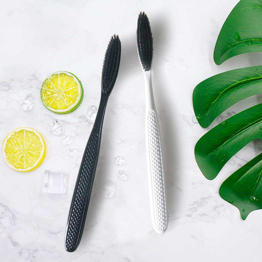 Gold Dawn Gold Dawn Huge Head Toothbrush, Pack of 4 Black Medium Soft Charcoal Bristles, Excellent Cleaning Effect, Upgraded Toothbrush for Dail Dental Care and Sensitive Teeth and Gums.