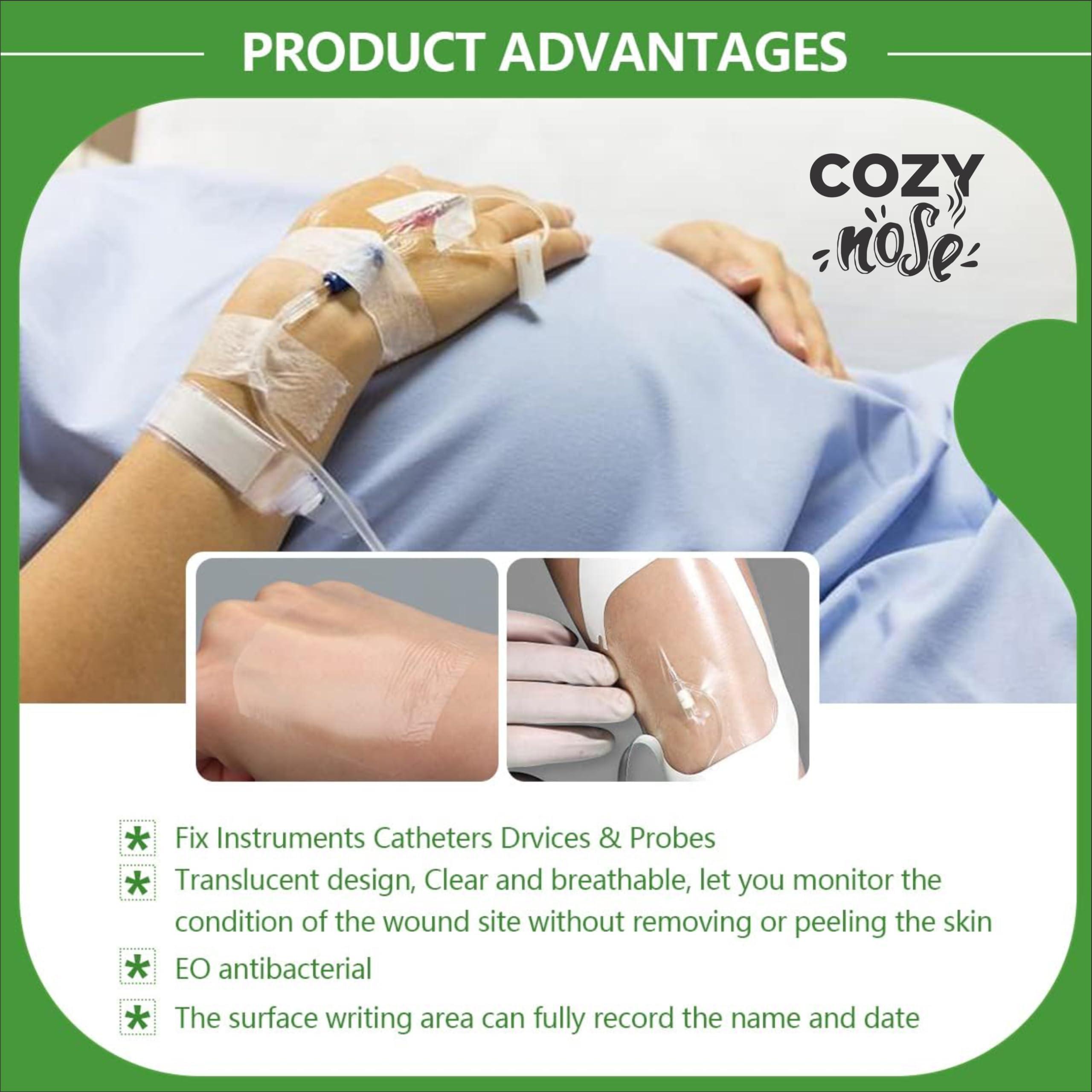COZY nose COZY nose - Transparent Film Dressing 5 Packs, Waterproof Wound Cover Bandage, Post Surgical Shower or Tattoo Aftercare Bandage, IV Shield, Adhesive Patches (2.3\" x 2.75\")