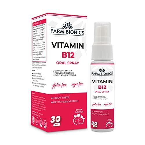 FARM BIONICS FARM BIONICS Combo of Guava Flavour Vitamin B12 and Water melon Flavour Vitamin B12 Oral Spray, 30ml | 100% Vegetarian | Sugar and Gluten Free | Immunity Booster Spray for Men and Women