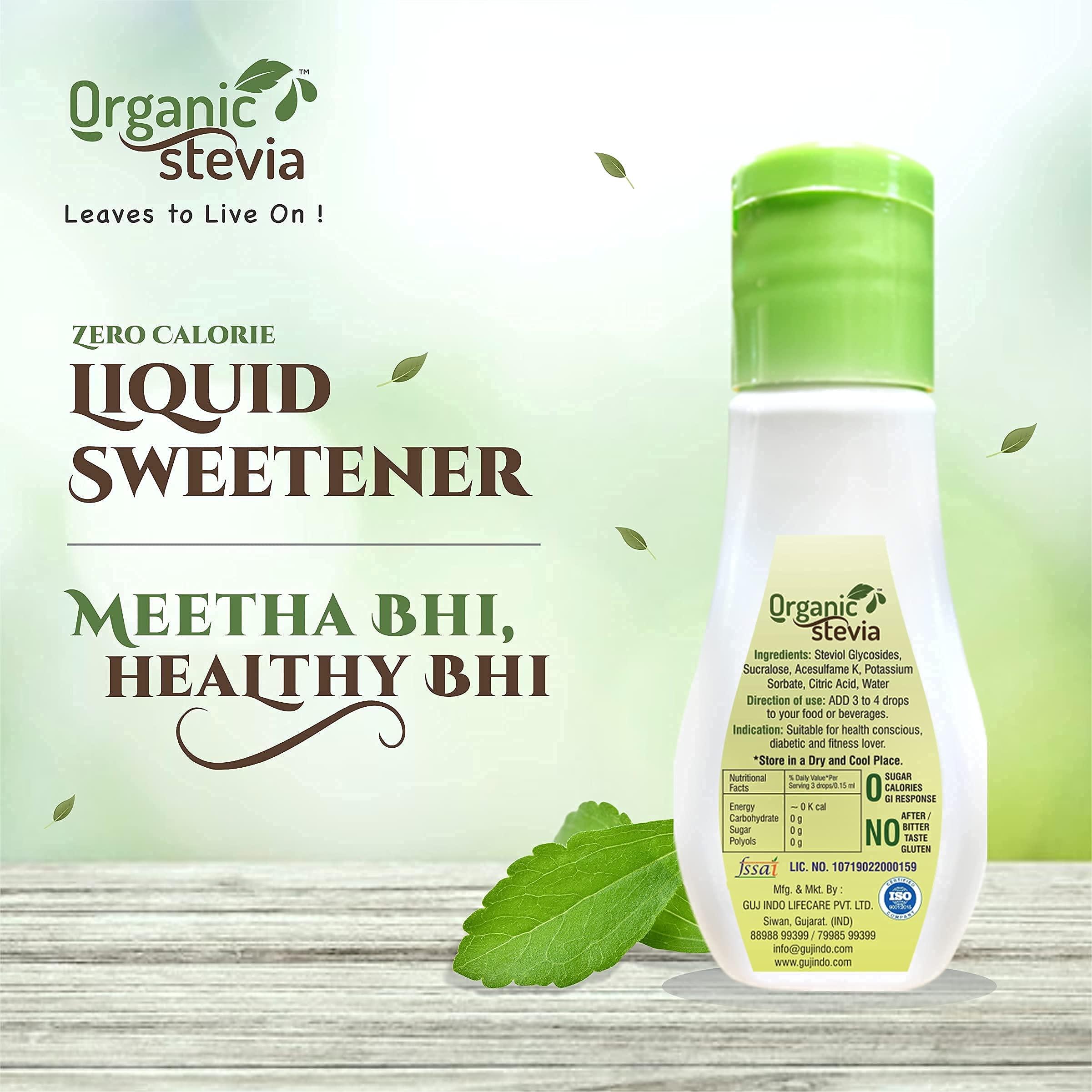 Organic Stevia Organic Stevia Liquid Drops | Stevia Liquid Sugar Free Natural Drops | Natural Sweetener | Best Sugar Free Natural Stevia Drops (15ml)