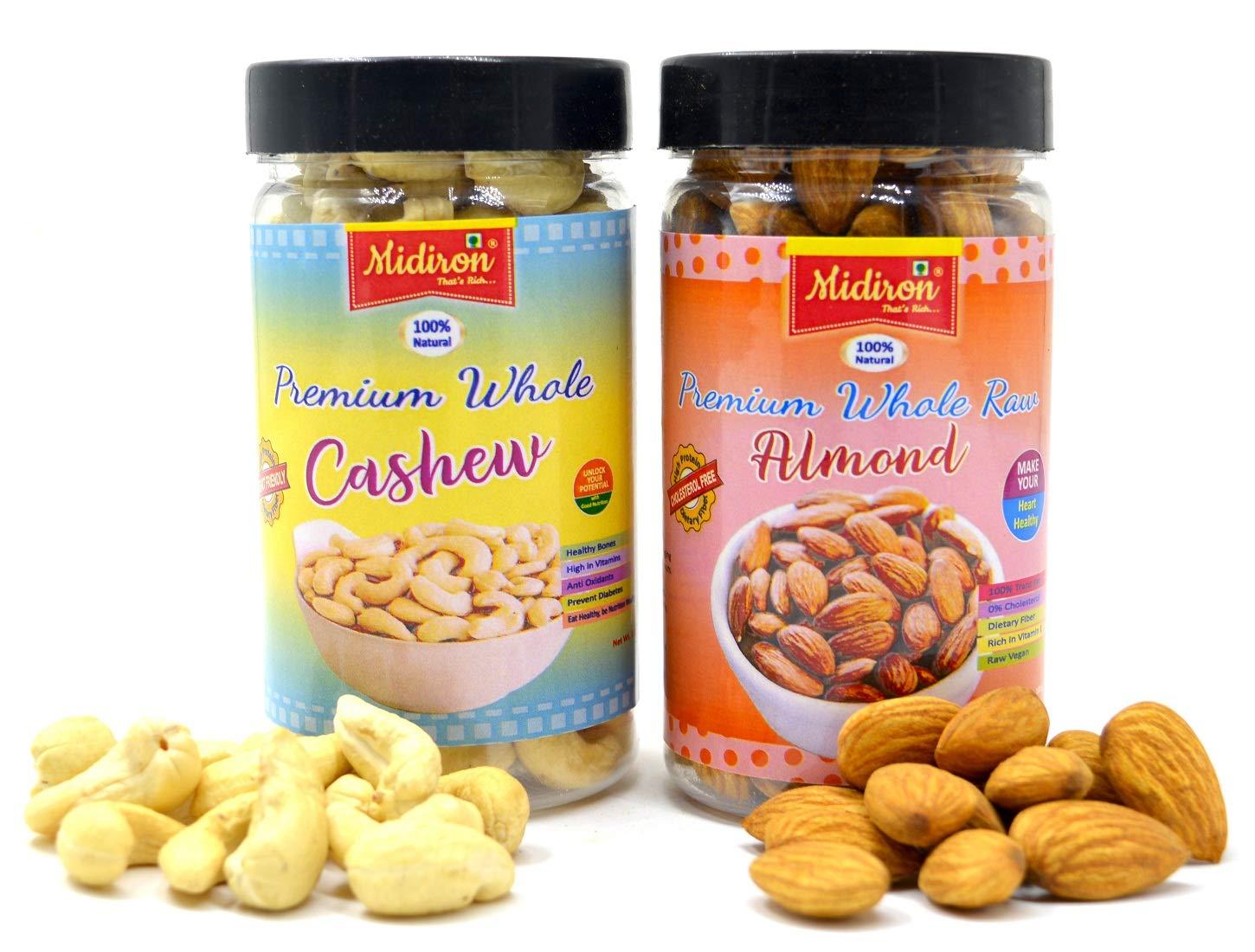 Midiron Midiron 100 % Natural Premium Whole California Row Almond & Cashew (100g each)