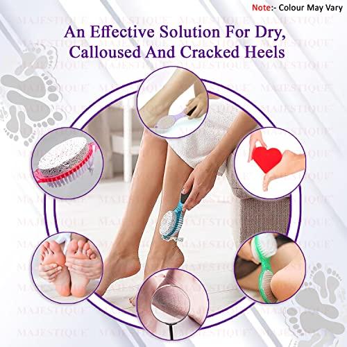 MAJESTIQUE Majestique 4 in 1 Function Hard Skin Remover for Leg Scrubber | Foot Brush for Dead Skin Cleaning Pumice Stone for Feet | Foot Stone Pedicure Tools for Women and Men