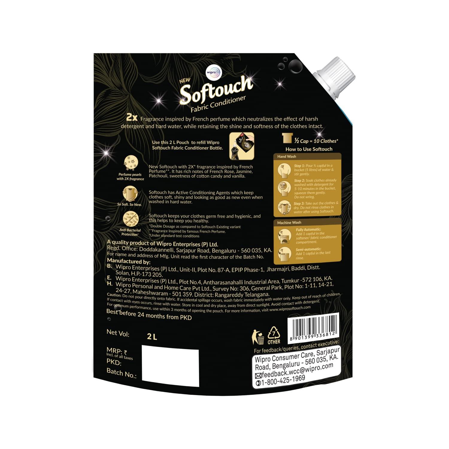 SofTouch SofTouch 2X French Perfume Fabric Conditioner 2 Litres, Liquid (Pack of 2)