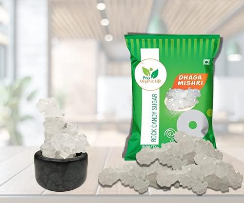 PRO ORGANIC LIFE Pro Organic Life Dhaga Mishri, Rock Sugar Mishri (crystal clear natural) 1 kg (PACK OF 8)