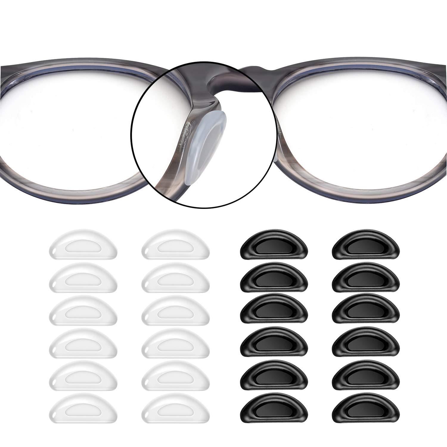 SMARTTOP SMARTTOP Adhesive Nose Pad, 12 Pairs Eyeglass Nose Pads Stick On Silicone Anti-Slip for Glasses Sunglasses Thin Nose Pads Eyeglasses (6-Black & 6-Clear)