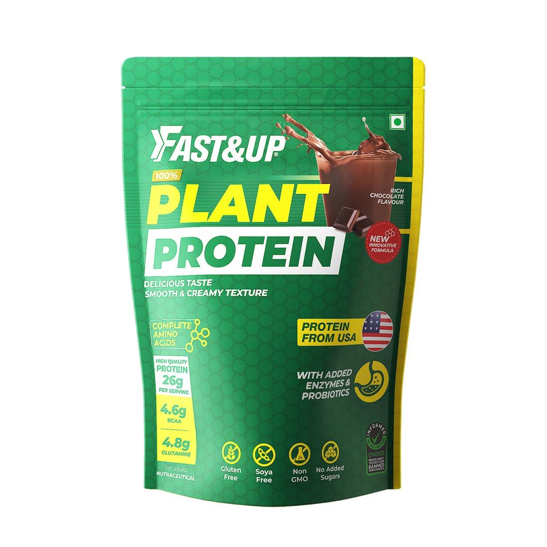 FAST&UP Fast&Up Vegan Plant Protein- Chocolate Flavor & Vitalize Mutivitamin Supplements- 20 Effervescent Tablets - Orange Flavor