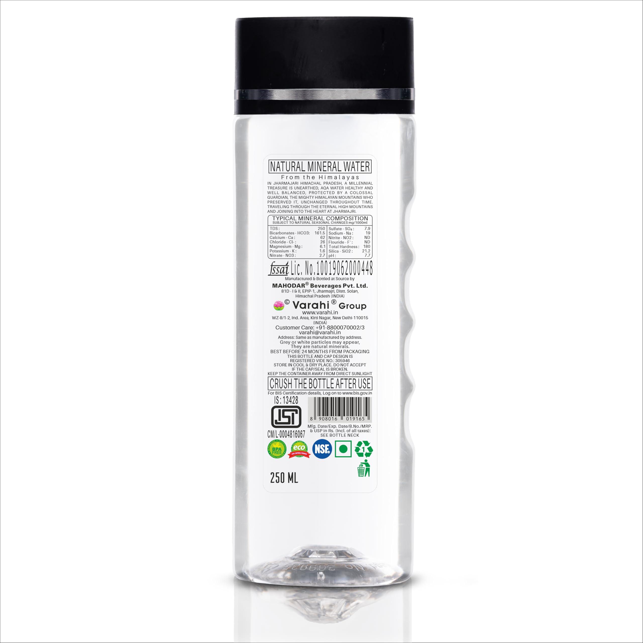 VARAHI AQA Naturally Alkaline Mountain Water | 250ml - 42 bottles | Natural Mineral Water from The Himalayas