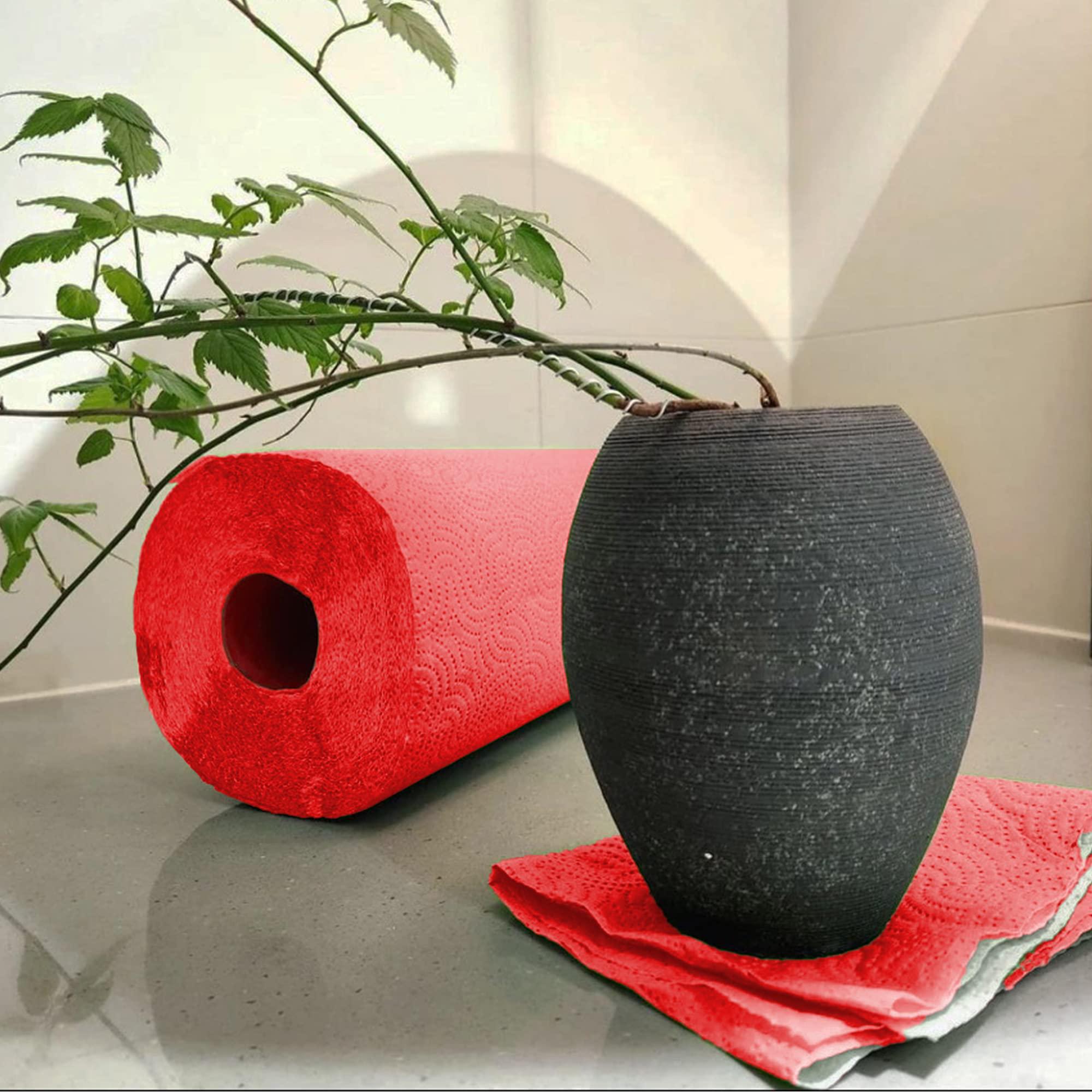 Renova Renova Paper Jumbo Kitchen Towel, 120 Pulls, 2-ply, Strong & Extra Absorbent, Red | 100% Virgin Pulp (1 Jumbo Roll is Equivalent to 3 Regular Rolls)