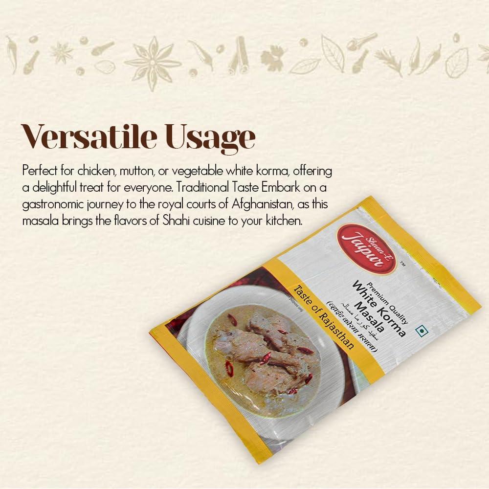 SHAAN-E JAIPUR Shaan-E Jaipur White Korma Masala | Shahi White Chicken Korma Masala | Natural Spices | Spice for Authentic Taste and Colour 50 gm Each (Pack of 1)
