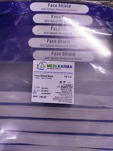 MEDI KARMA MEDI KARMA Multipurpose Reusable Polycarbonate Safety Face Shield, Transparent Face Mask, Protective Splash Face Mask, Clear Visor Windproof Dustproof with Elastic Band (10)