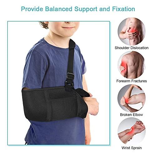 HEALTHCAFE HEALTHCAFE I Arm Sling for Kids,Arm Sling with Waist Strap, Padded Children Arm Support Sling Shoulder Immobilizer for Broken Elbow, Wrist, Arm, Shoulder Injury,Left or Right Arm {Universal Size}