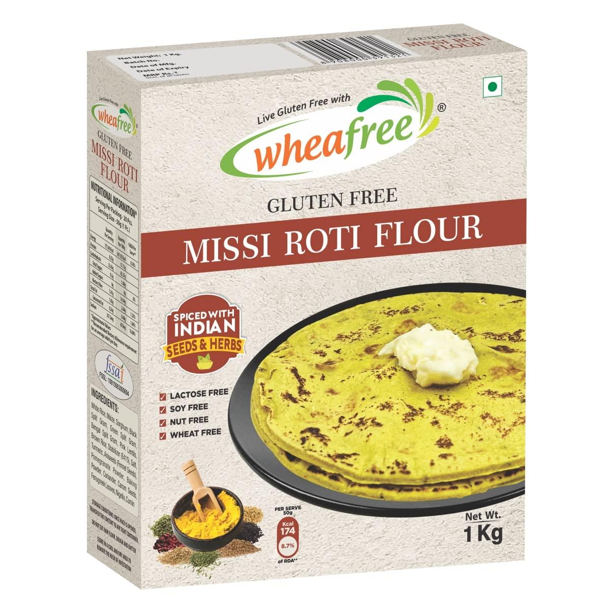 wheafree Wheafree Gluten Free Combo Pack - Missi Roti Flour 1Kg + Gluten Free Multigrain Flour (1kg x 2) | High in Protein, Vitamins, Minerals and Micronutrients | 100% Gluten Free Veg Ingredients