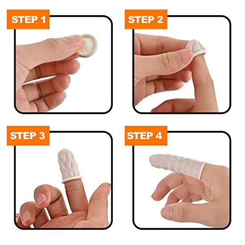 JEEMBAY Jeembay Latex Finger cots- Pack of 50 Disposable Medium Size Finger Protectors-Durable Finger Gloves for Cutting and Crafting Work, Painting, Hobbies, Sports and More