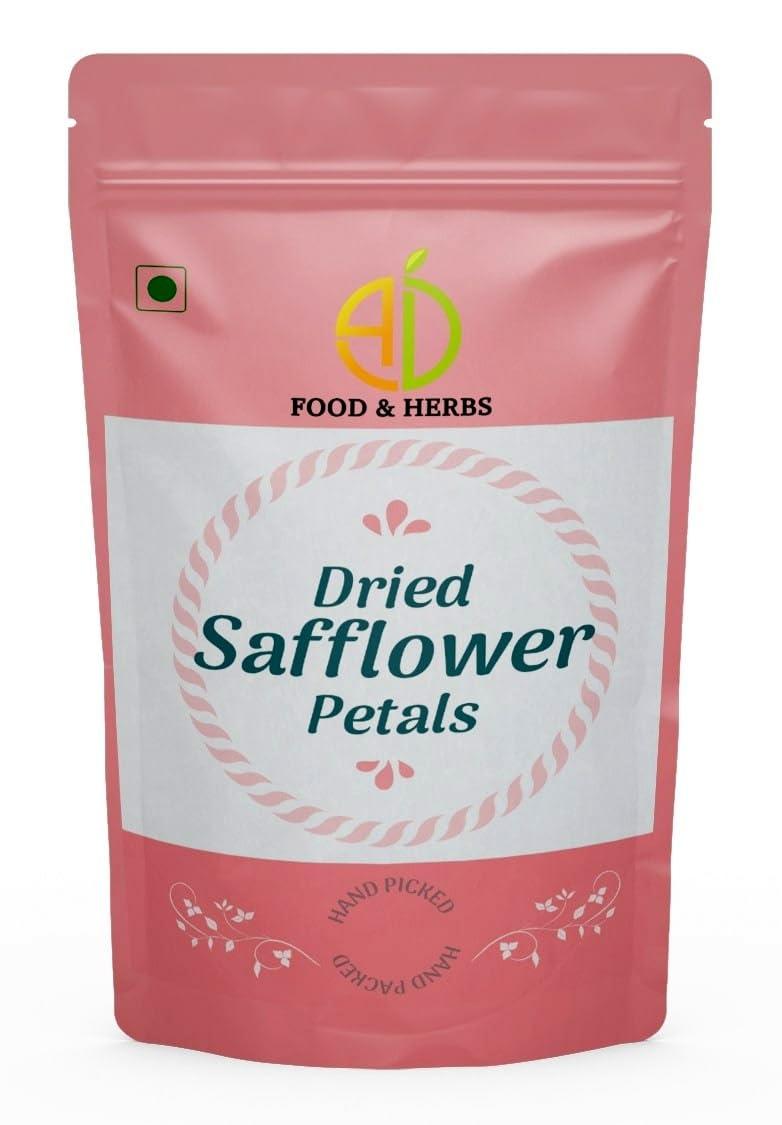 A D FOOD & HERBS A D Food & Herbs Organic Dried Safflower Flower/Petals Kusum ke phool Aromatic Edible for Homemade Lattes, Tea Blends, Bath Salts, Gifts, Crafts 50 Gms