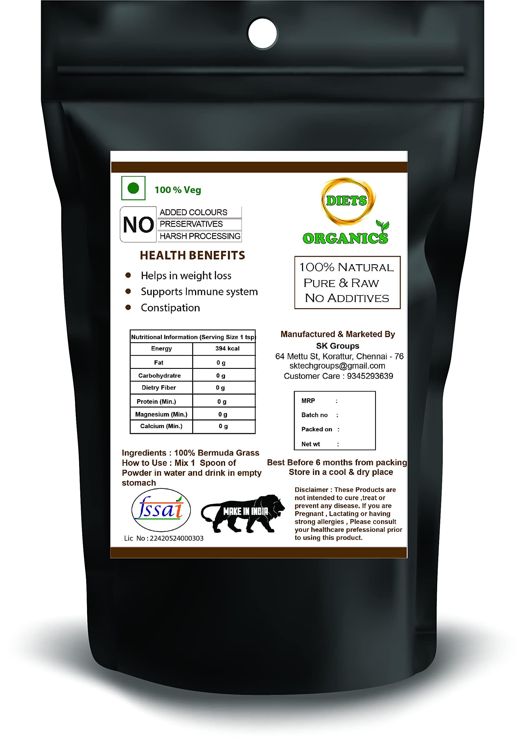 DIETS ORGANICS Diets Organics Arugampul Powder–Bermuda Grass Powder (Cynodon Dactylon) -200 G