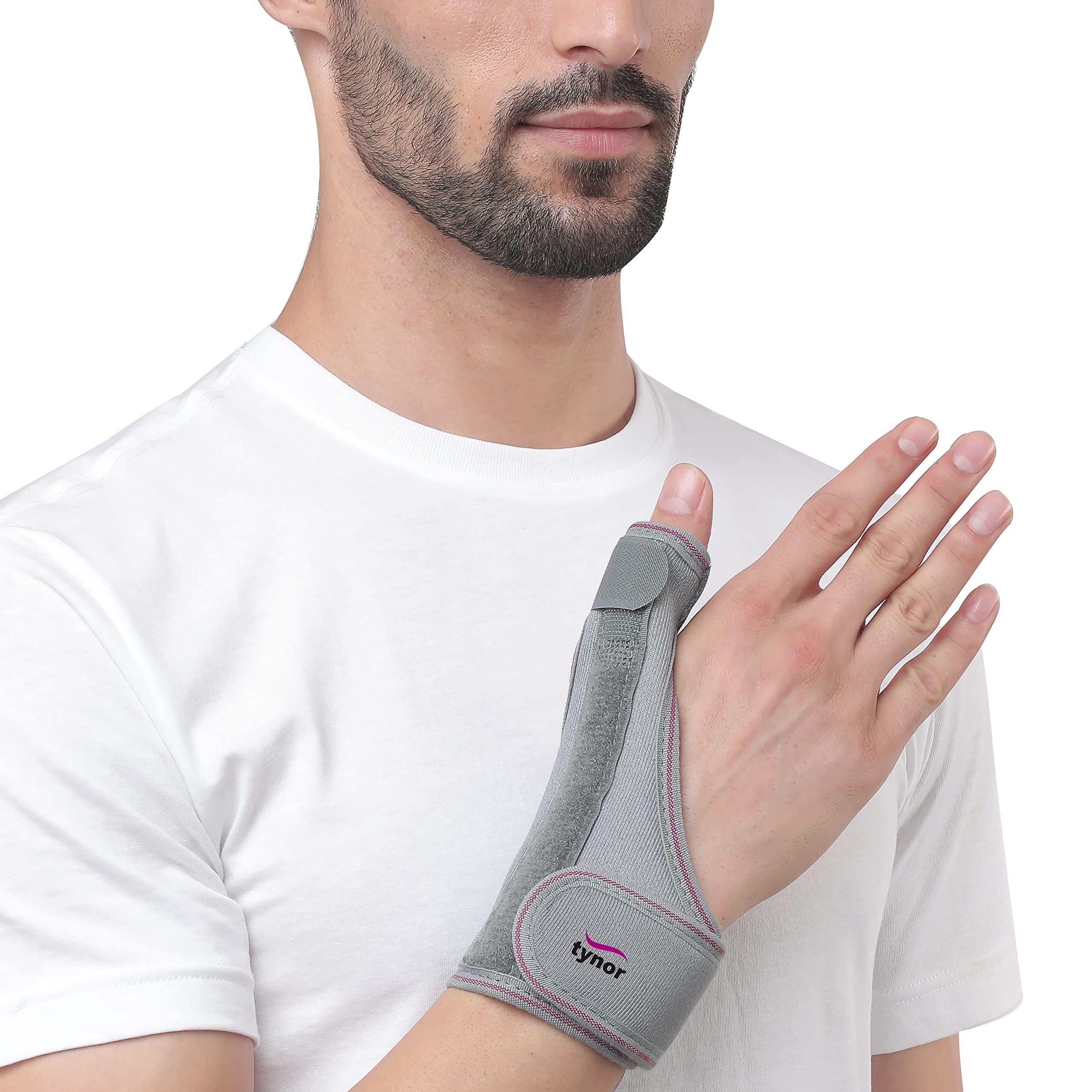 TYNOR Tynor Thumb Spica Splint, Grey, Universal Size, 1 Unit & Tynor Wrist Brace with Thumb for wrist support, Grey, Universal Size, Non toxic,1 Unit