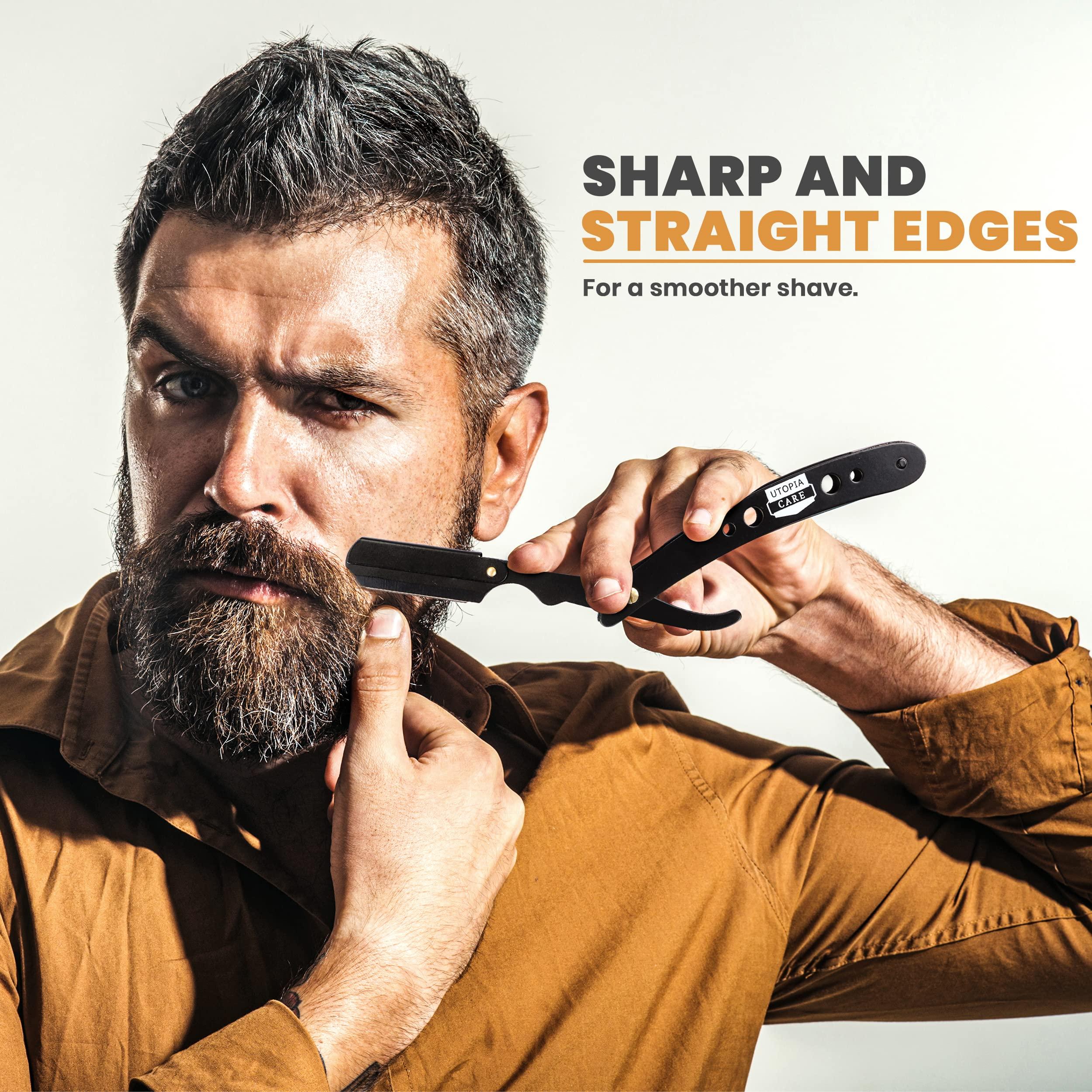 Utopia Care Utopia Care Professional Barber Straight Edge Razor Safety with 100-Pack Lord Blades - 100 Percent Stainless Steel