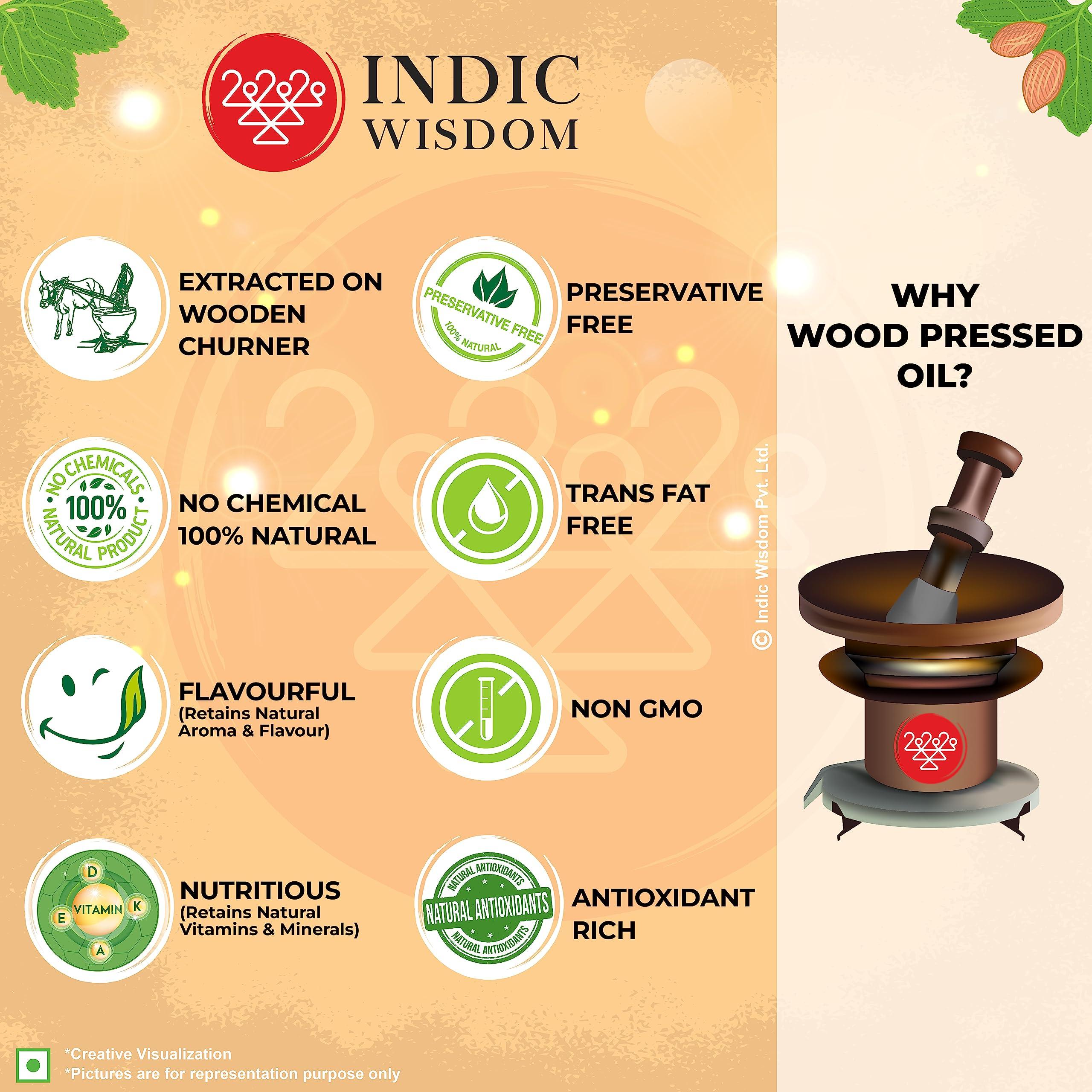 IndicWisdom IndicWisdom Wood Pressed Oils Combo 005 (2 liter Safflower Oil,1 liter Sesame Oil,1 liter Groundnut Oil) (Cold Pressed - Extracted on Wooden Churner) | Kolhu/Kacchi Ghani/Chekku