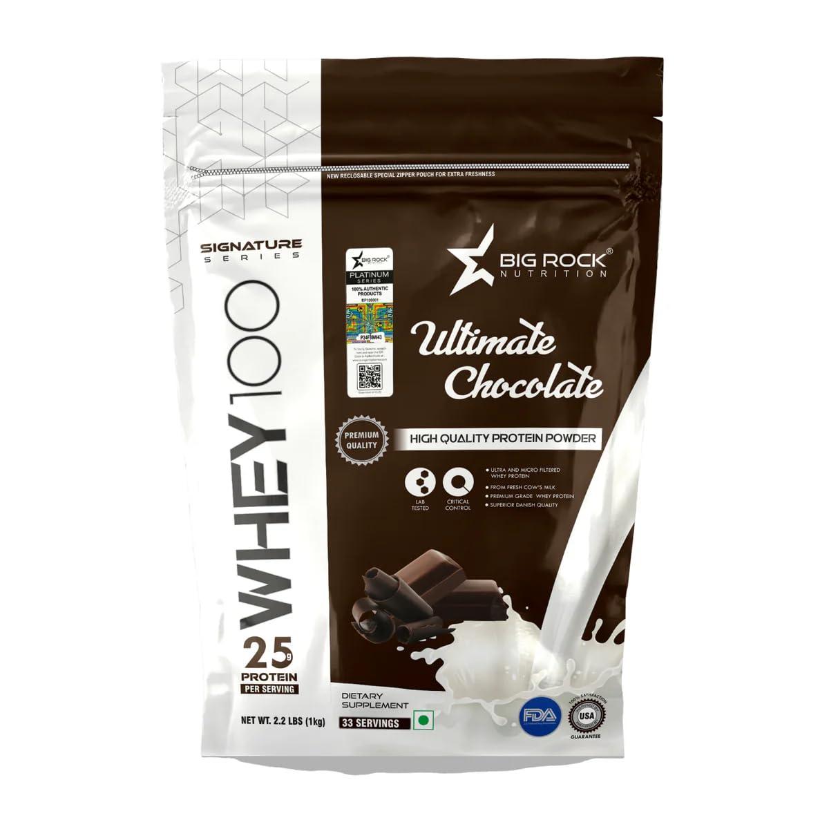 BIG ROCK NUTRITION BIG ROCK NUTRITION Whey 100 Protein Powder For Men and Women | 25g Protein Per Serving (Chocolate)