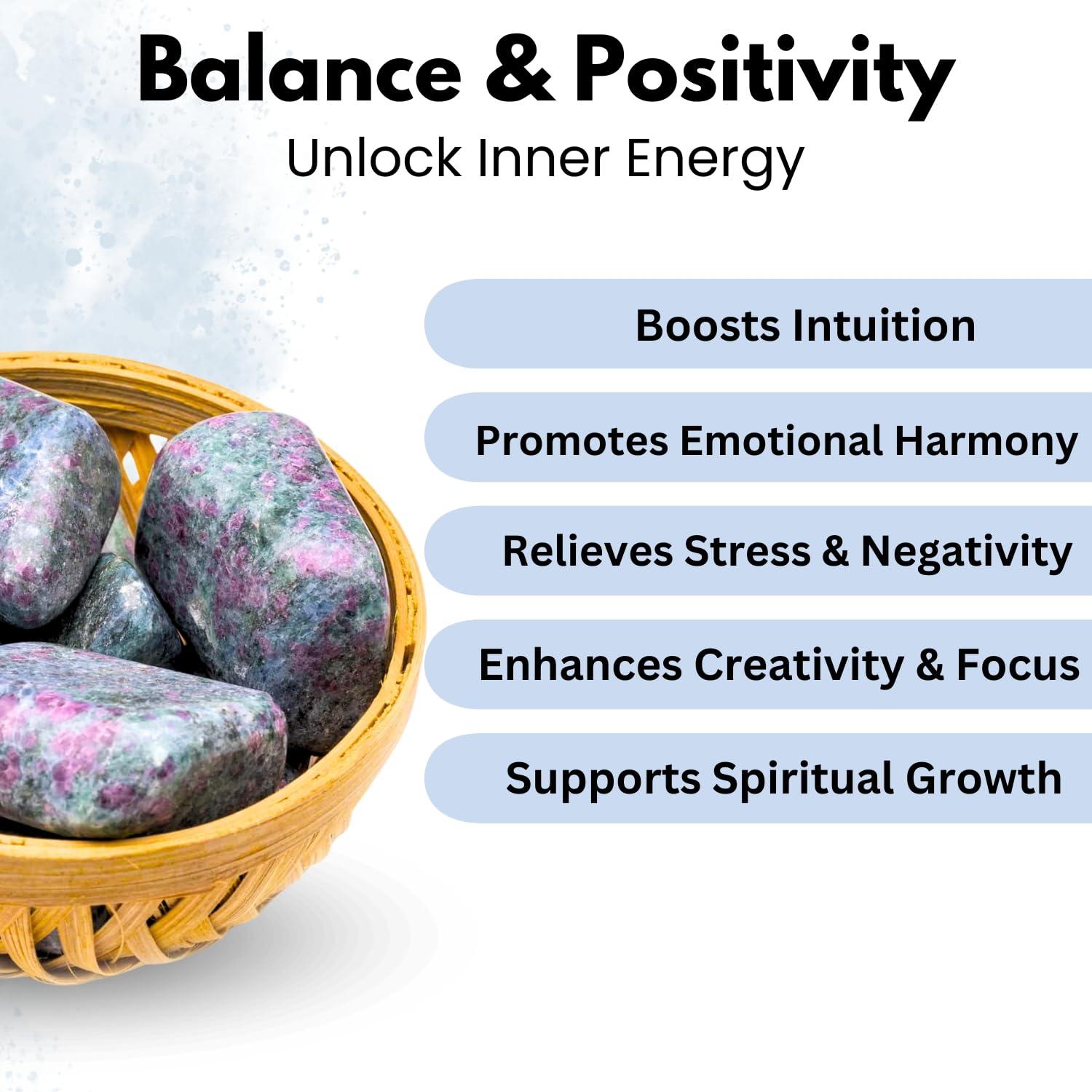 Plus Value Plus Value Ruby Kyanite Tumbled Pebbles Stone - Vastu Feng Shui Chakra Aura Personal Reiki Healing Crystals - 200grams with Basket