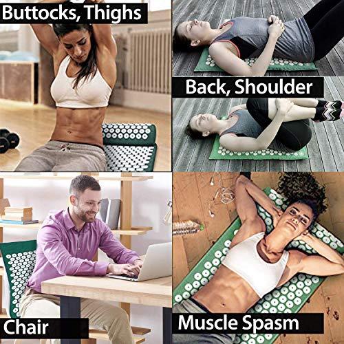 SHOPECOM SHOPECOM Back and Neck Pain Relief Acupressure Mat and Pillow Set, Chronic Back Pain Treatment - Relieves Your Stress of Lower Upper Back and Sciatic Pain (multicolor)