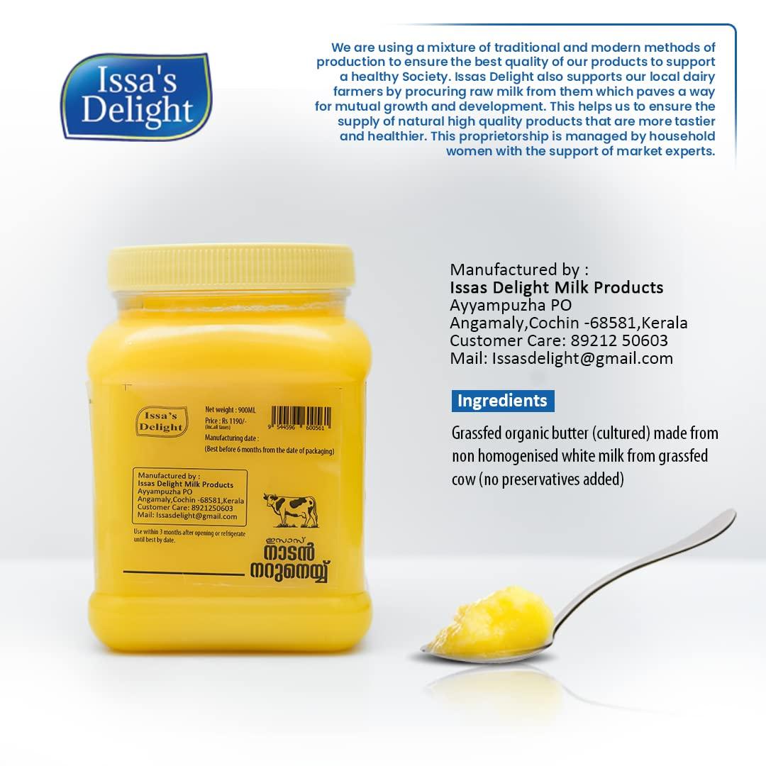 Issas Delight Pure Ghee | 900 ML | A2 Ghee | Pure Desi Cow Ghee | Home Made Ghee| Issas Delight Ghee|Kerala Cow Ghee| Naruneeyu