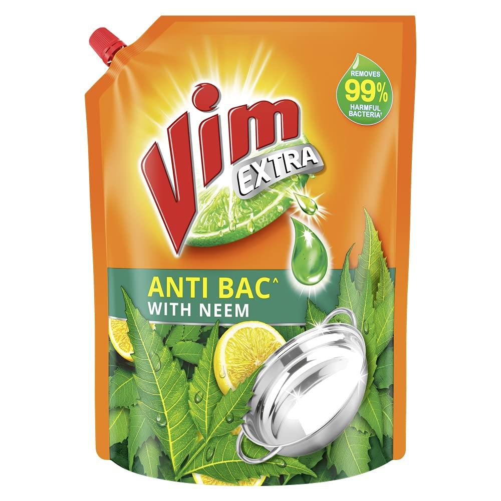 VIM Vim Dishwash Anti Bac Liquid, Neem, 2 Ltr & Vim Antismell with Pudina Buy 4 get 1, Pack of 5