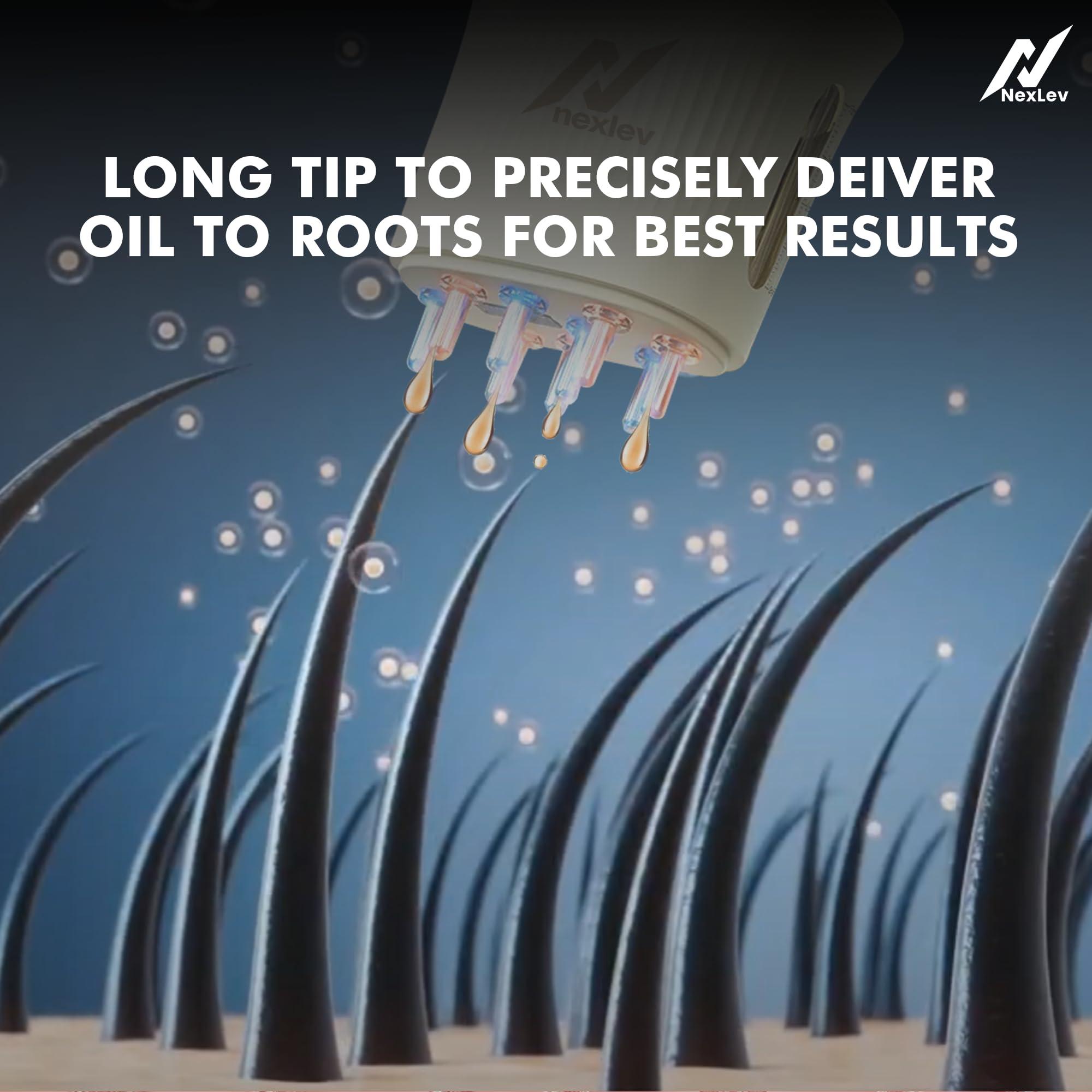 nexlev NexLev Nourish Hair Oil Applicator|Red & Blue Light Therapy|EMS Microcurrent To Boost HairGrowth|10ml Oil Tank| 60 Min Run Time|High-Frequency massage for better absorption| IPX7 Waterproof| EA-01 Pro