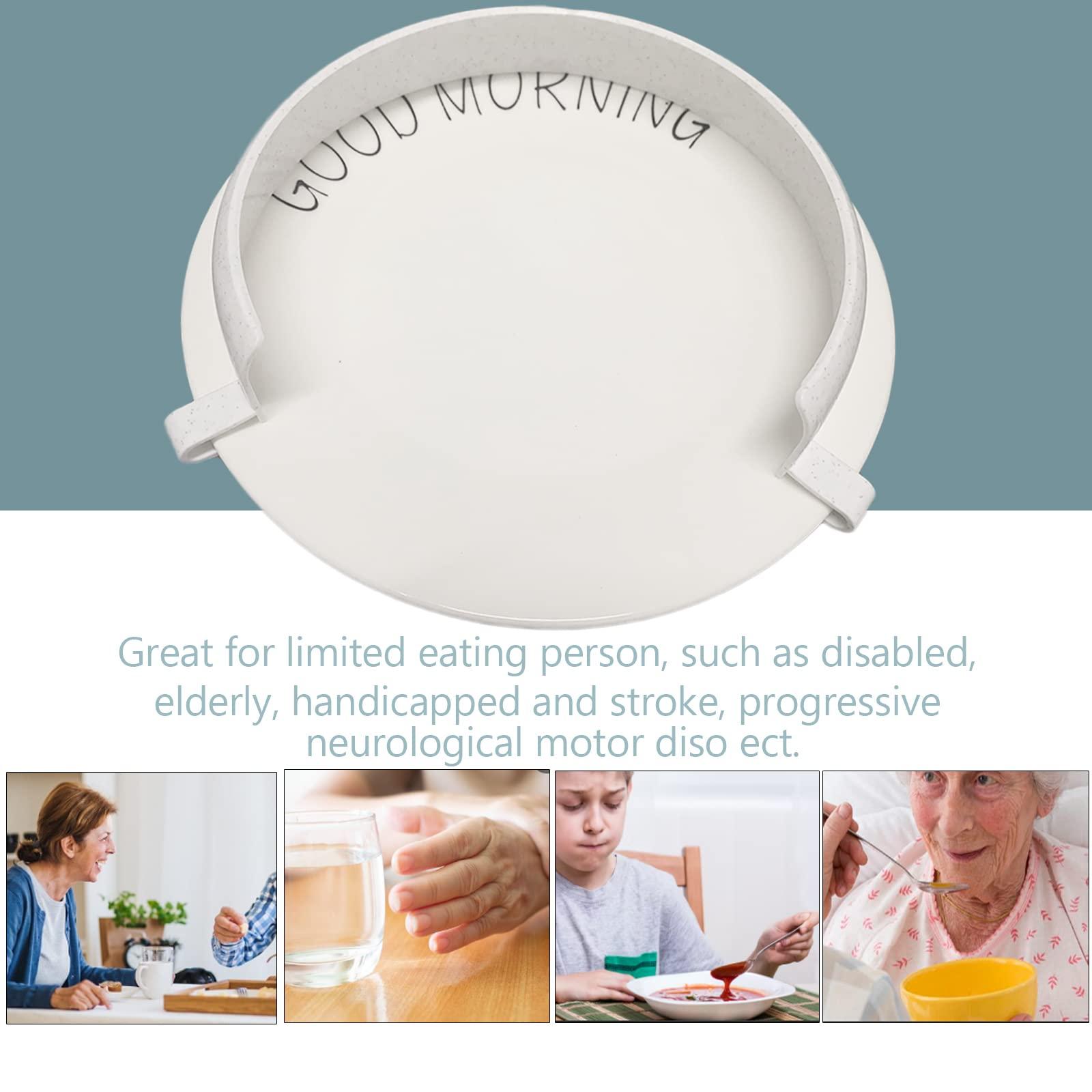 HXCH Food Plates Guard - Parkinson Patients Scooping Food Clip-On Spill Prevention Kitchen Living Eating Aid Assistant Dining Assistive for Elderly, Disabled