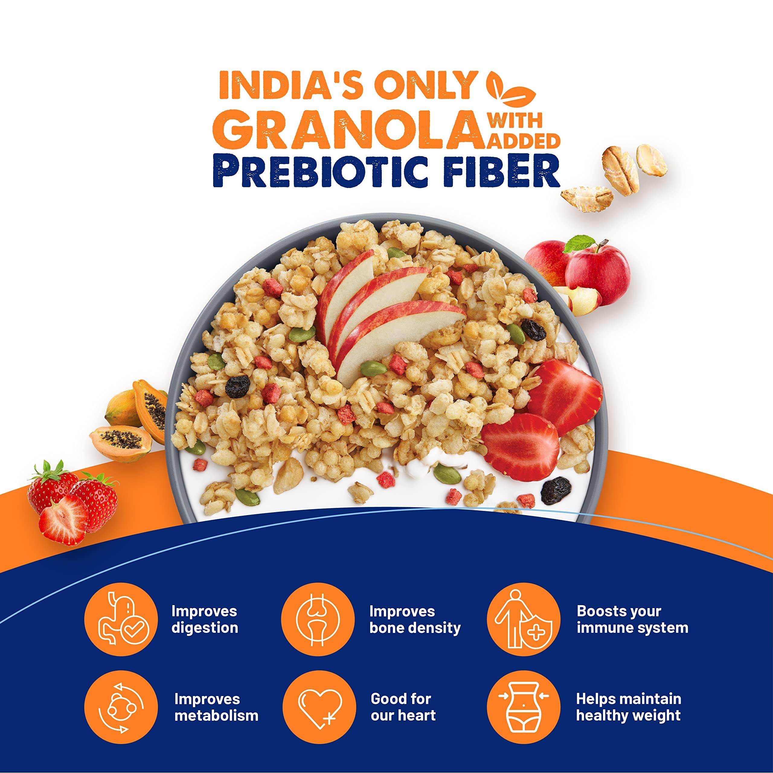 FIT & FLEX FIT & FLEX Baked Granola Mixed Fruit Oat Rich Cereal With Real Freeze Dried Fruits Ready To Eat Healthy Breakfast Food Cholesterol Free With Immunity Boosters As Seen On Shark Tank India 275 Gm