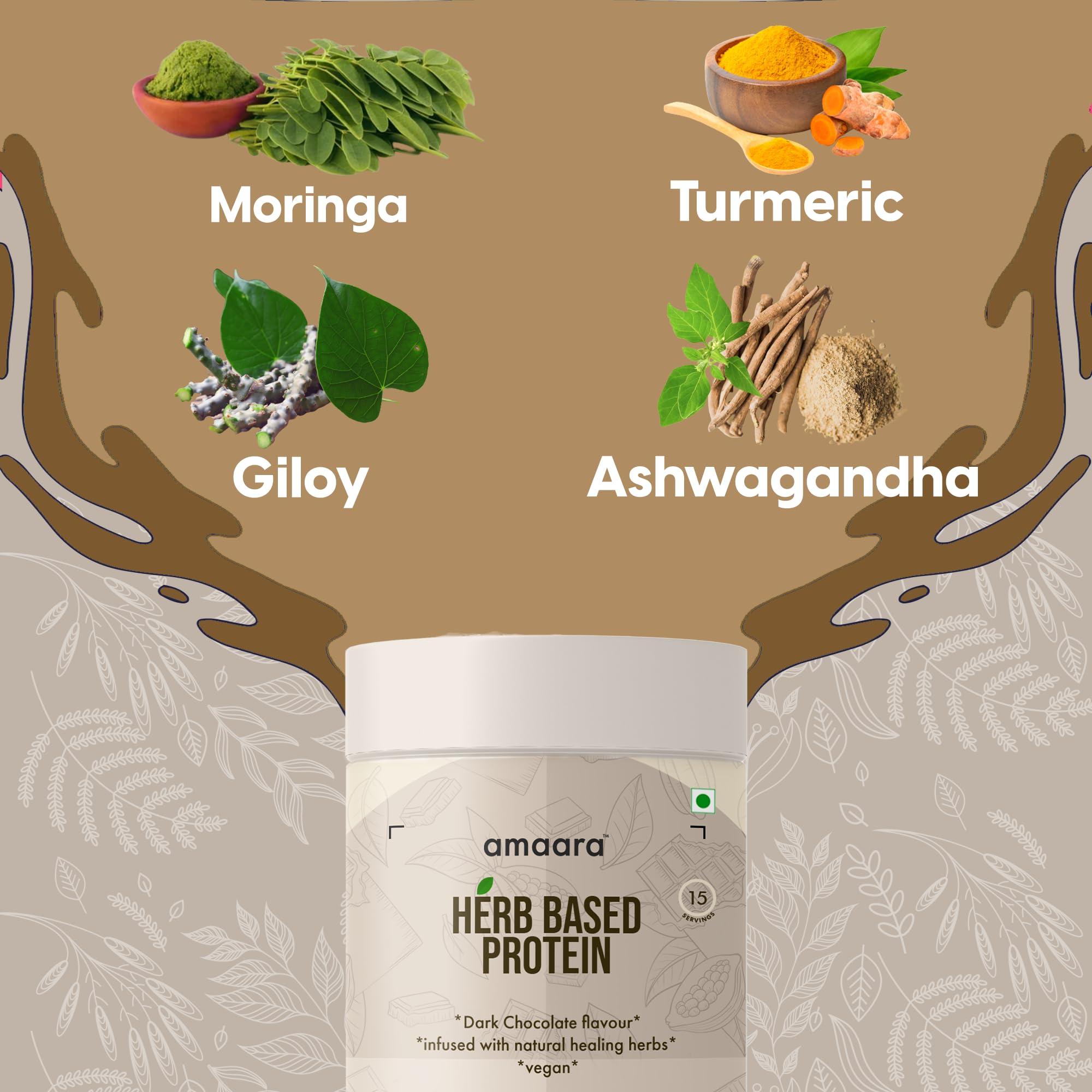Amaara Herbs Amaara Herbs Plant Protein Powder, Pea Protein Powder with Goodness of Herbs, Plant Based Protein Powder for Men & Women 100% Vegan, Isolate Protein Powder 24g Protein/Serving (Dark Chocolate, 1200g)