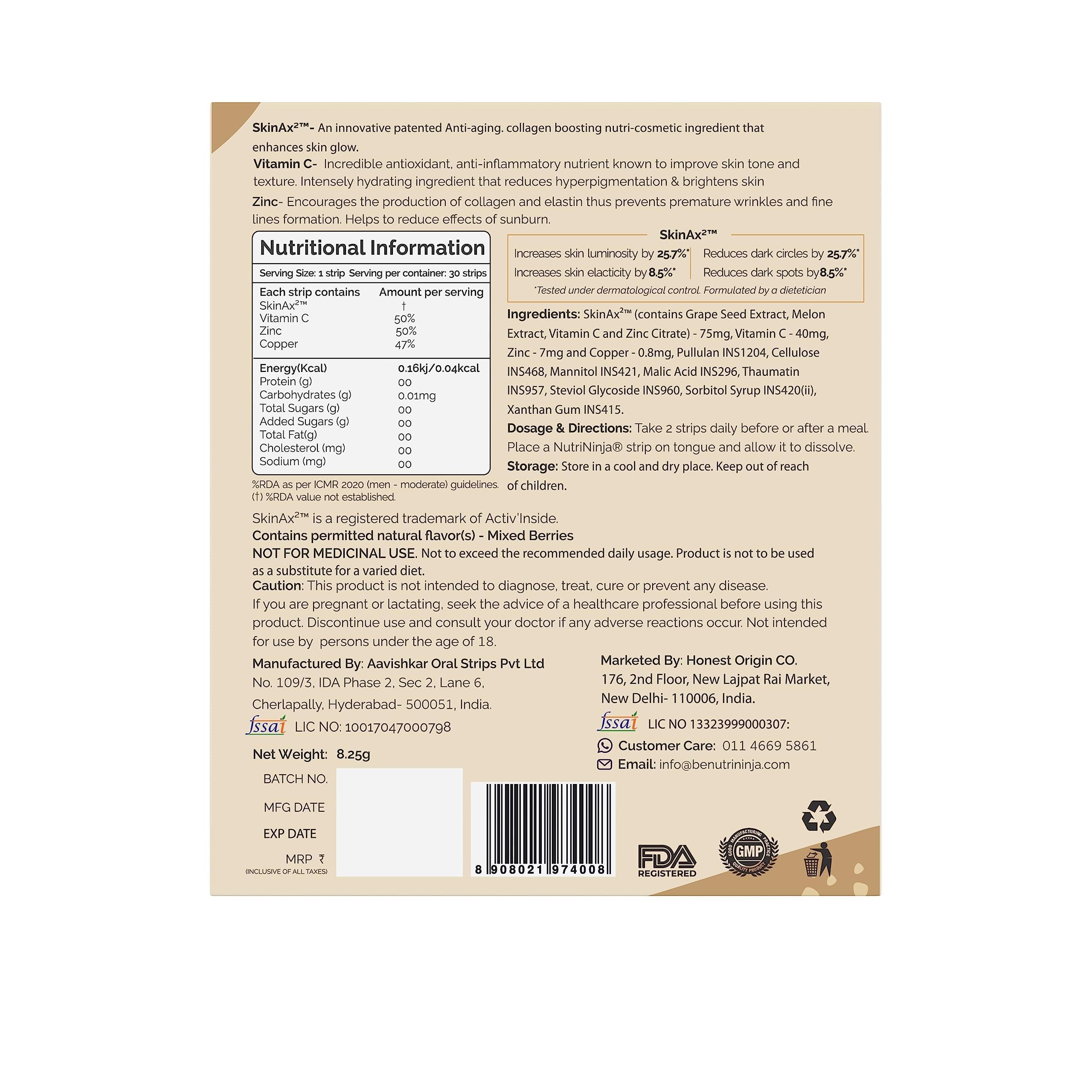 Nutri Ninja Nutri Ninja Collagen supplements for Women & men | Collagen builder for Skin | Non Marine Collagen Booster For Skin Radiance and well being | 30 Strips - Mixed Berries Flavor